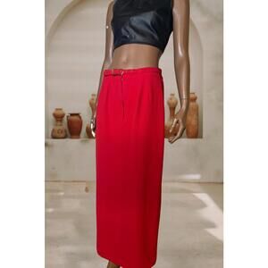 Vintage Classic Red Maxi Skirt with Belt size M no tags